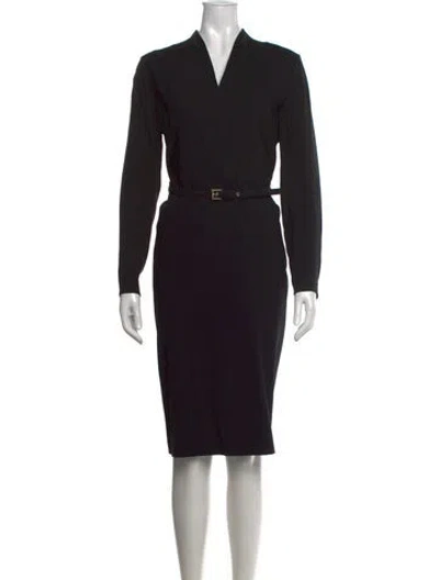 Pre-owned Max Mara Virgin Wool Knee-length Dress In Black