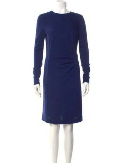 Pre-owned Max Mara Virgin Wool Knee-length Dress In Blue