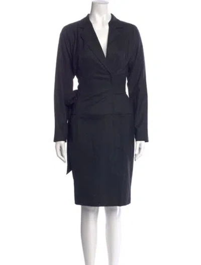Pre-owned Max Mara Virgin Wool Knee-length Dress In Blue