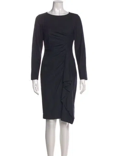 Pre-owned Max Mara Virgin Wool Knee-length Dress In Blue