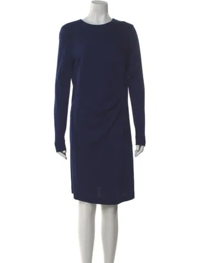 Pre-owned Max Mara Virgin Wool Knee-length Dress In Blue