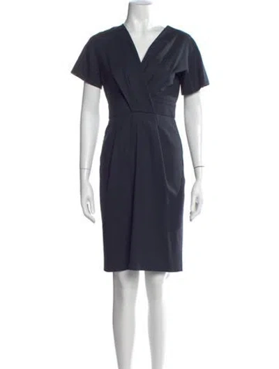Pre-owned Max Mara Virgin Wool Knee-length Dress In Blue