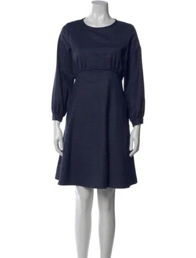 Pre-owned Max Mara Virgin Wool Knee-length Dress In Blue