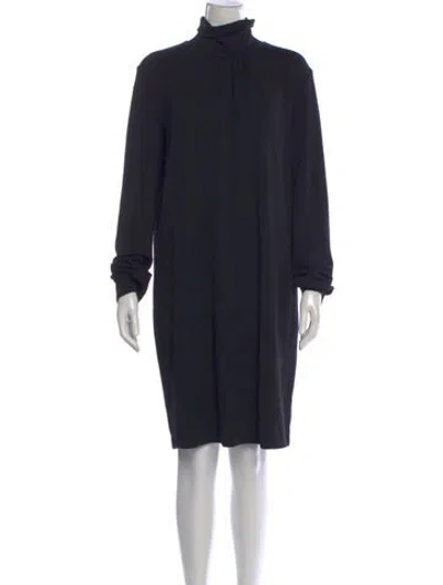 Pre-owned Max Mara Virgin Wool Knee-length Dress In Blue