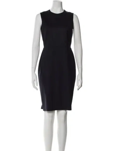 Pre-owned Max Mara Virgin Wool Knee-length Dress In Blue