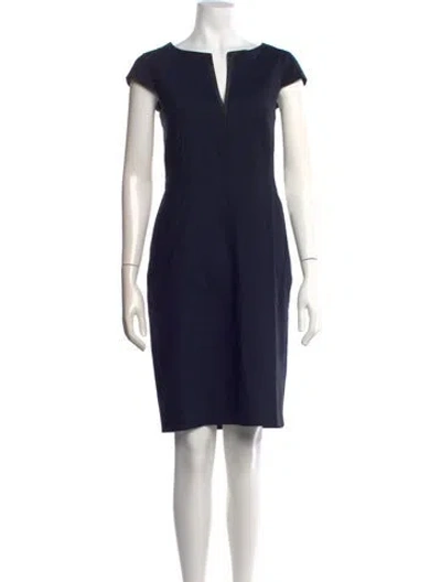 Pre-owned Max Mara Virgin Wool Knee-length Dress In Blue