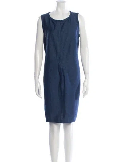 Pre-owned Max Mara Virgin Wool Knee-length Dress In Blue