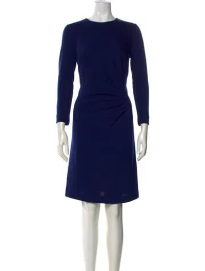 Pre-owned Max Mara Virgin Wool Knee-length Dress In Blue