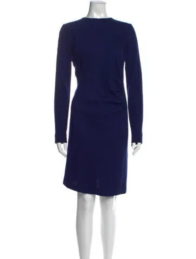Pre-owned Max Mara Virgin Wool Knee-length Dress In Blue