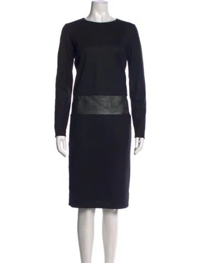 Pre-owned Max Mara Virgin Wool Knee-length Dress In Blue