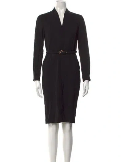 Pre-owned Max Mara Virgin Wool Knee-length Dress In Blue