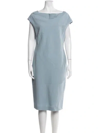 Pre-owned Max Mara Virgin Wool Knee-length Dress In Blue