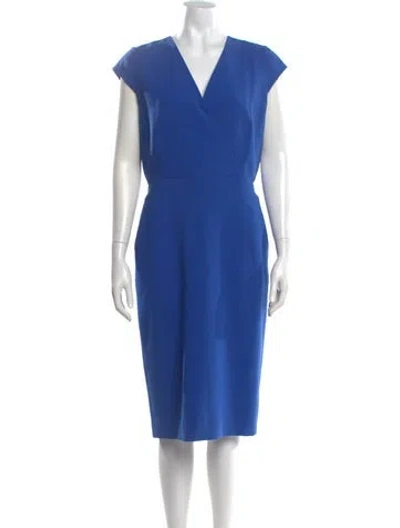 Pre-owned Max Mara Virgin Wool Knee-length Dress In Blue