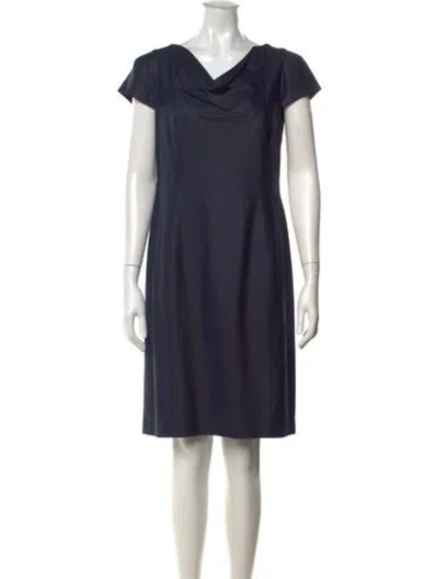 Pre-owned Max Mara Virgin Wool Knee-length Dress In Blue