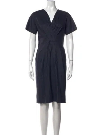 Pre-owned Max Mara Virgin Wool Knee-length Dress In Blue