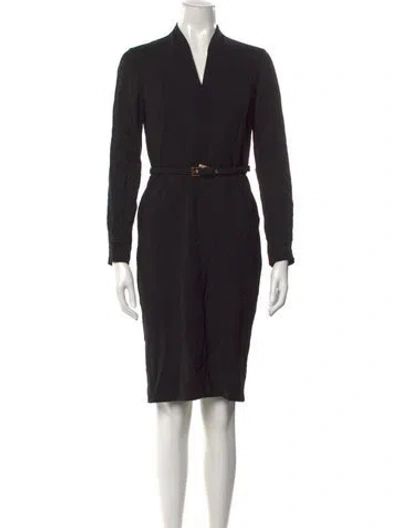 Pre-owned Max Mara Virgin Wool Knee-length Dress In Blue