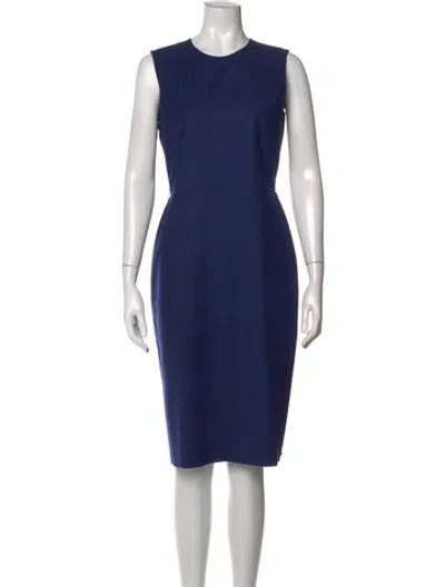 Pre-owned Max Mara Virgin Wool Knee-length Dress In Blue