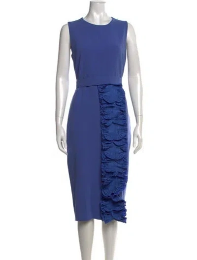 Pre-owned Max Mara Virgin Wool Knee-length Dress In Blue