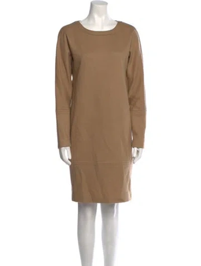 Pre-owned Max Mara Virgin Wool Knee-length Dress In Brown