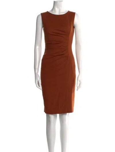 Pre-owned Max Mara Virgin Wool Knee-length Dress In Brown
