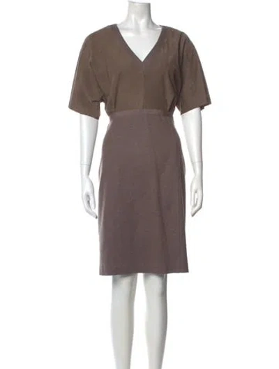Pre-owned Max Mara Virgin Wool Knee-length Dress In Brown