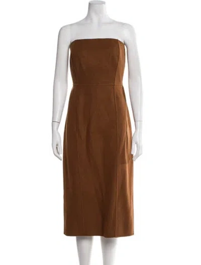 Pre-owned Max Mara Virgin Wool Knee-length Dress In Brown