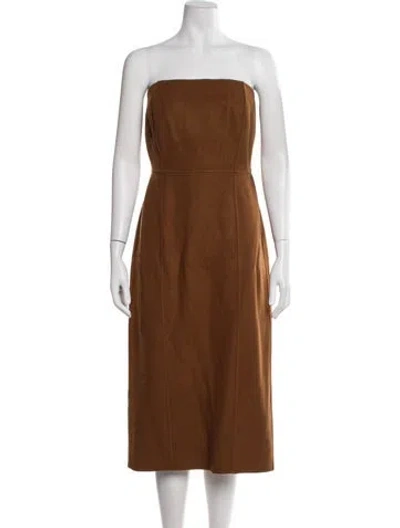 Pre-owned Max Mara Virgin Wool Knee-length Dress In Brown