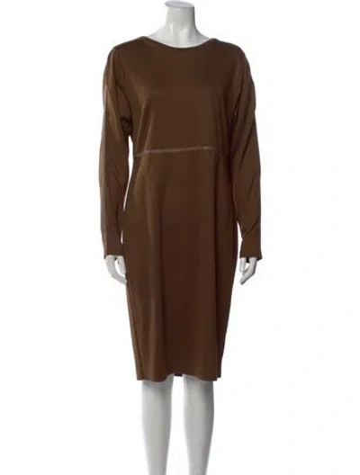 Pre-owned Max Mara Virgin Wool Knee-length Dress In Brown