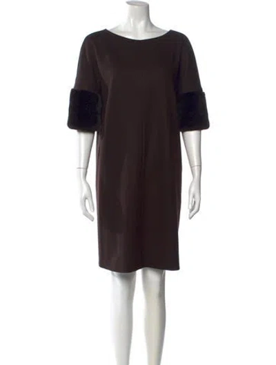 Pre-owned Max Mara Virgin Wool Knee-length Dress In Brown
