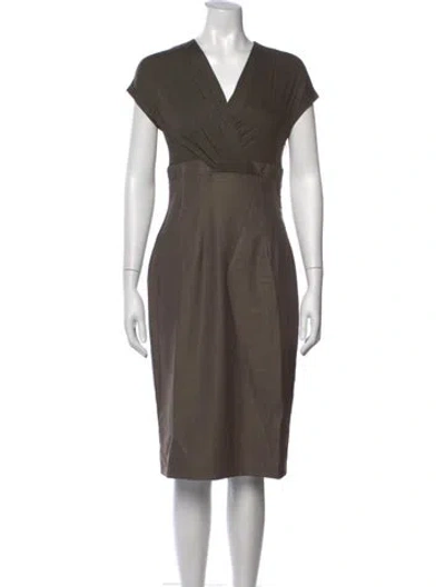 Pre-owned Max Mara Virgin Wool Knee-length Dress In Brown