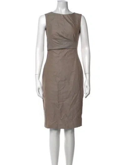 Pre-owned Max Mara Virgin Wool Knee-length Dress In Brown