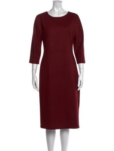 Pre-owned Max Mara Virgin Wool Knee-length Dress In Burgundy
