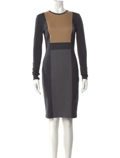 Pre-owned Max Mara Virgin Wool Knee-length Dress In Gray
