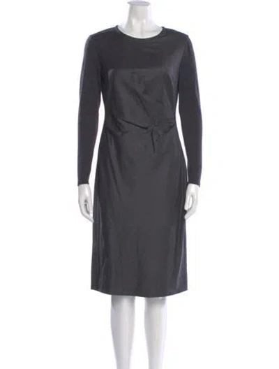 Pre-owned Max Mara Virgin Wool Knee-length Dress In Gray