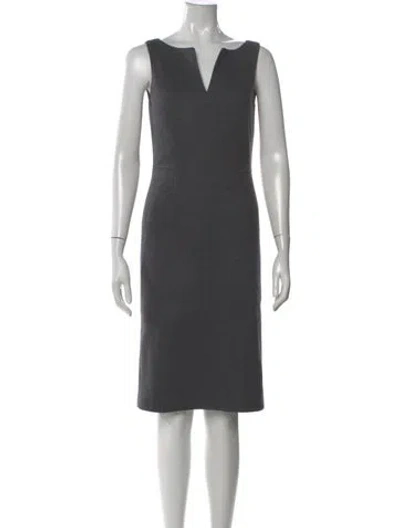 Pre-owned Max Mara Virgin Wool Knee-length Dress In Gray
