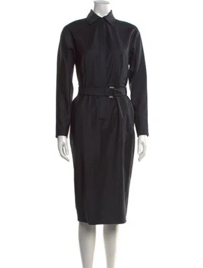 Pre-owned Max Mara Virgin Wool Knee-length Dress In Gray
