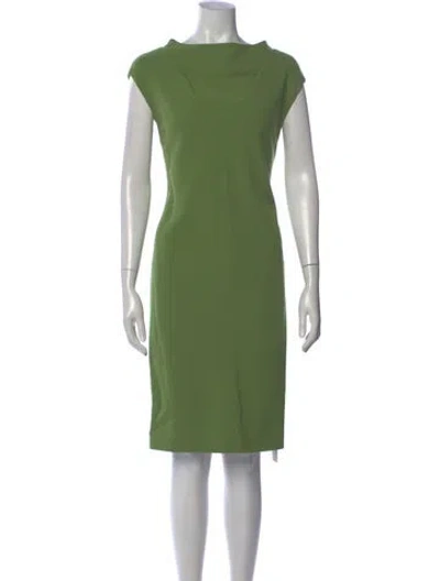 Pre-owned Max Mara Virgin Wool Knee-length Dress In Green
