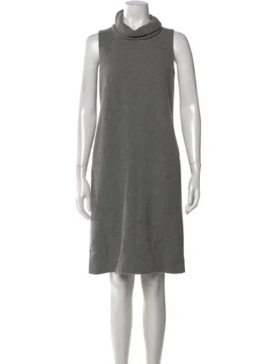 Pre-owned Max Mara Virgin Wool Knee-length Dress In Grey