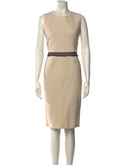 Pre-owned Max Mara Virgin Wool Knee-length Dress In Neutral
