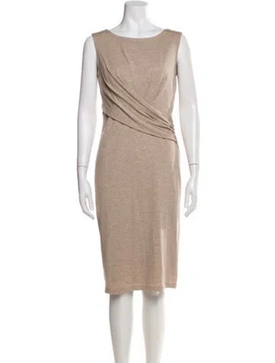Pre-owned Max Mara Virgin Wool Knee-length Dress In Neutral
