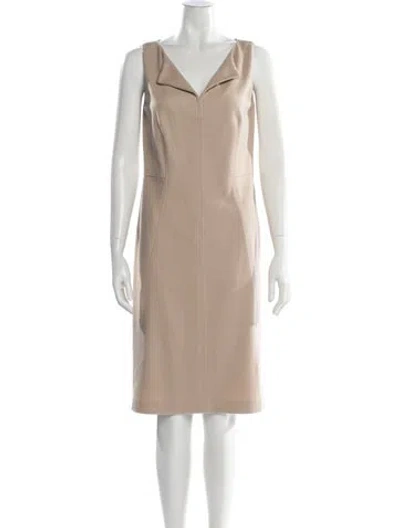 Pre-owned Max Mara Virgin Wool Knee-length Dress In Neutral