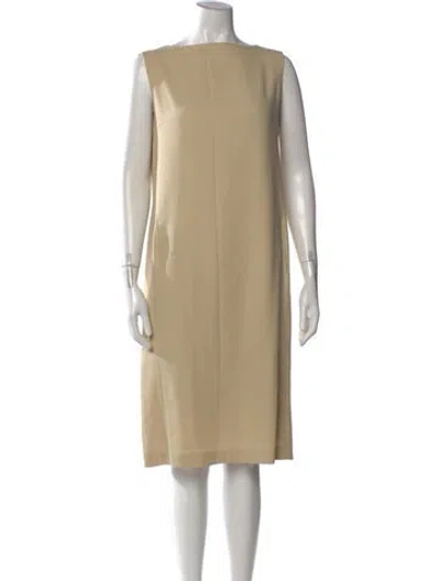 Pre-owned Max Mara Virgin Wool Knee-length Dress In Neutral