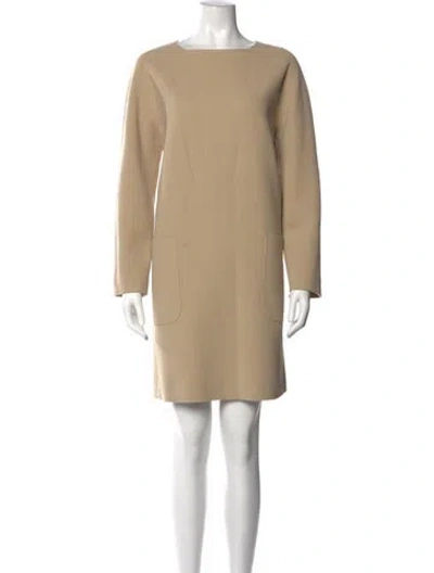 Pre-owned Max Mara Virgin Wool Knee-length Dress In Neutral