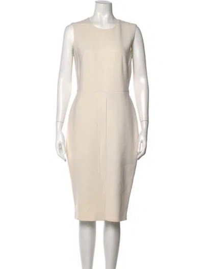 Pre-owned Max Mara Virgin Wool Knee-length Dress In Neutral