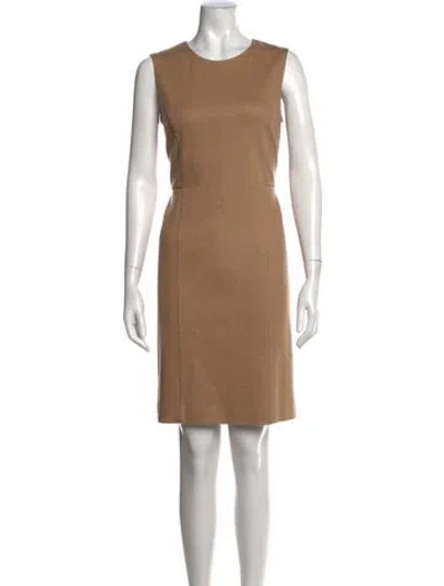 Pre-owned Max Mara Virgin Wool Knee-length Dress In Neutral
