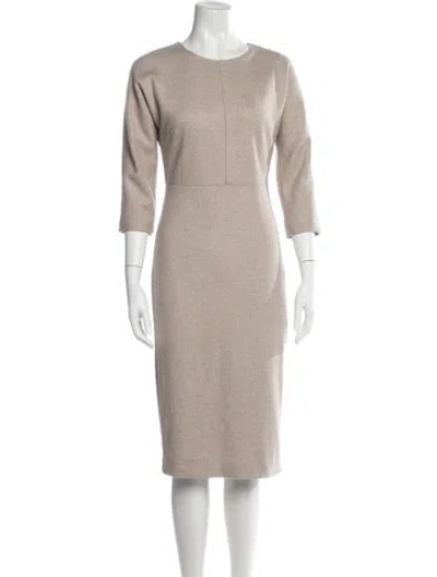 Pre-owned Max Mara Virgin Wool Knee-length Dress In Neutral