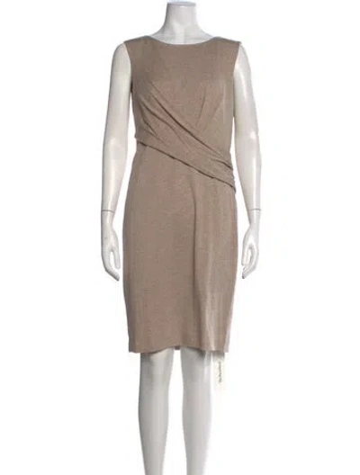 Pre-owned Max Mara Virgin Wool Knee-length Dress In Neutral