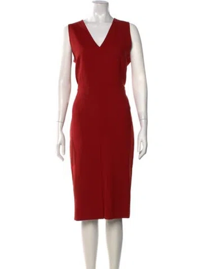 Pre-owned Max Mara Virgin Wool Knee-length Dress In Red