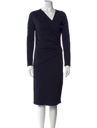 Pre-owned Max Mara Virgin Wool Knee-length Dress W/ Tags In Blue