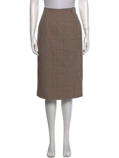 Pre-owned Max Mara Virgin Wool Knee-length Skirt In Brown